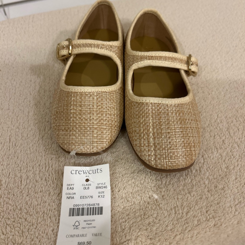 J. Crew Kids Tan Woven Mary Jane Shoes